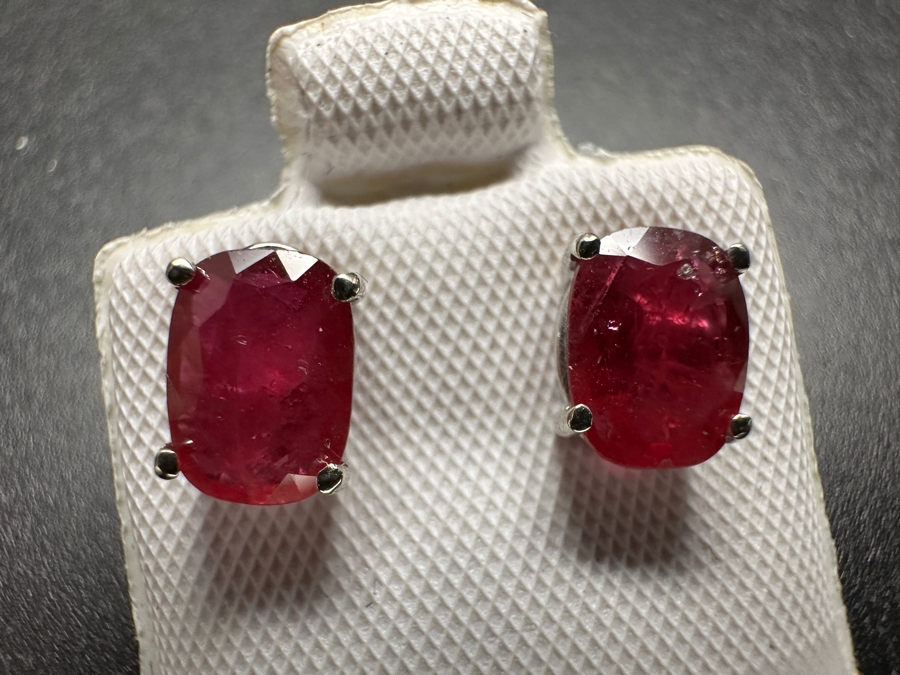 14k Gold (2) 7x5mm Oval Ruby 2cttw Earrings 1.3g Retails $400 [Photo 2]