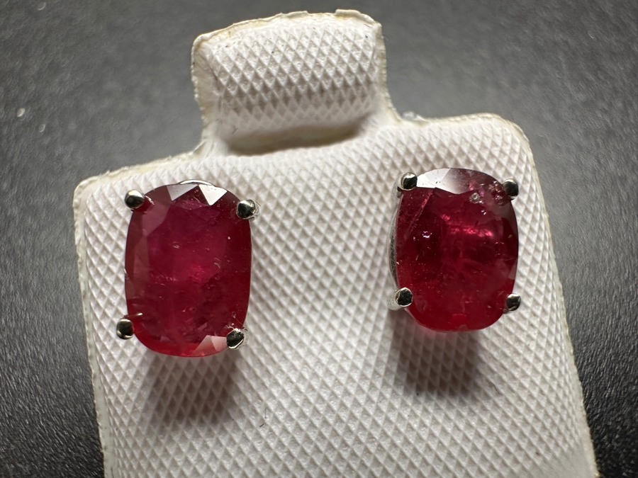 14k Gold (2) 7x5mm Oval Ruby 2cttw Earrings 1.3g Retails $400 [Photo 3]