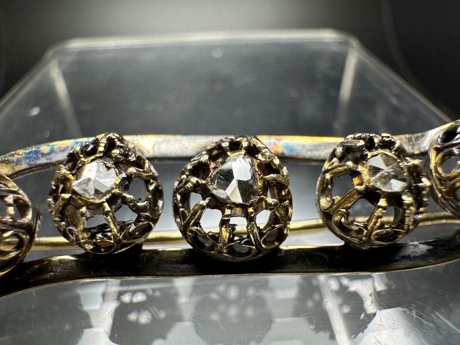 14k Gold Pin Brooch With (5) Primitive Rose Cut Diamonds Est. .25cttw 7.7g Retails $1,600 [Photo 4]