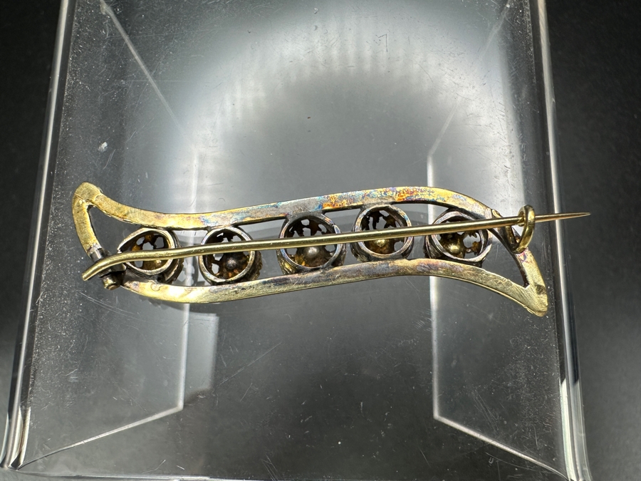14k Gold Pin Brooch With (5) Primitive Rose Cut Diamonds Est. .25cttw 7.7g Retails $1,600 [Photo 7]