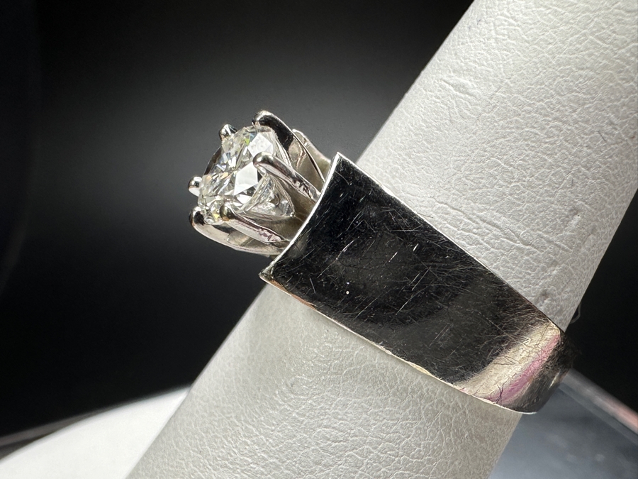 14k Gold Diamond Ring With 5.5mm Round Brilliant Diamond Est. .65ct J Color Size 7 6.3g Retails $2,800 [Photo 9]