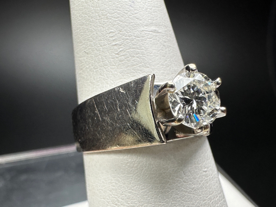 14k Gold Diamond Ring With 5.5mm Round Brilliant Diamond Est. .65ct J Color Size 7 6.3g Retails $2,800 [Photo 5]