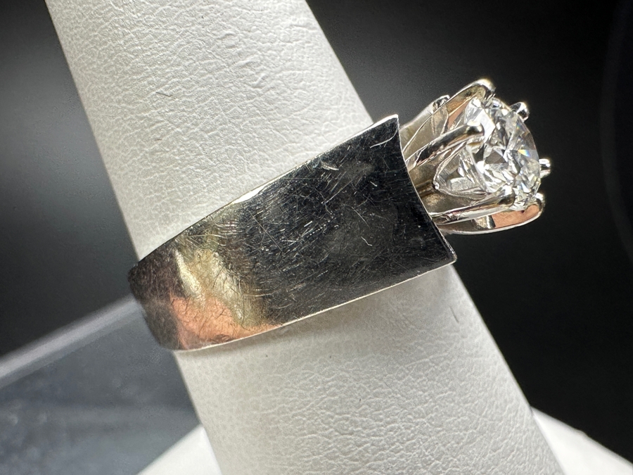 14k Gold Diamond Ring With 5.5mm Round Brilliant Diamond Est. .65ct J Color Size 7 6.3g Retails $2,800 [Photo 7]