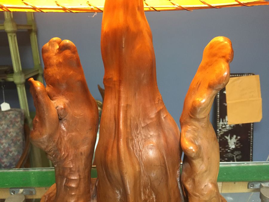 Mid-century Natural Wood Lamp with Woven Shade [Photo 4]