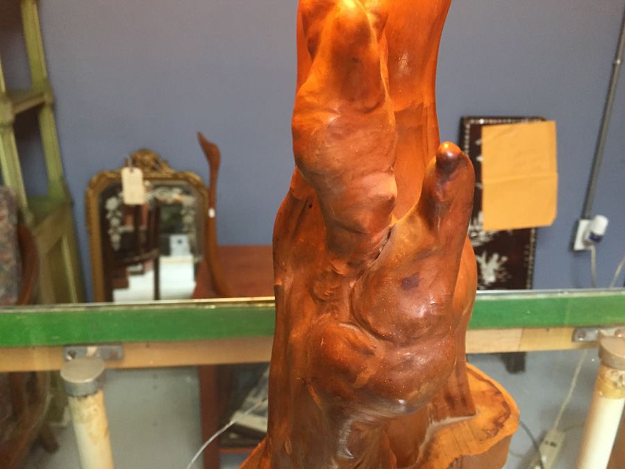 Mid-century Natural Wood Lamp with Woven Shade [Photo 8]