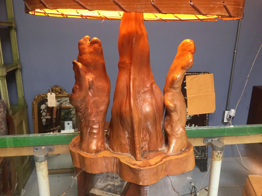 Mid-century Natural Wood Lamp with Woven Shade [Photo 2]