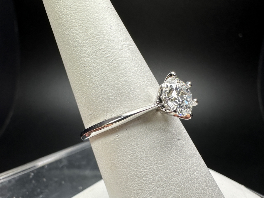14k Gold Diamond Ring 6.5mm Round Brilliant Lab Grown Diamond Est. 1ct Size 7.25 2.3g Retails $600 [Photo 4]