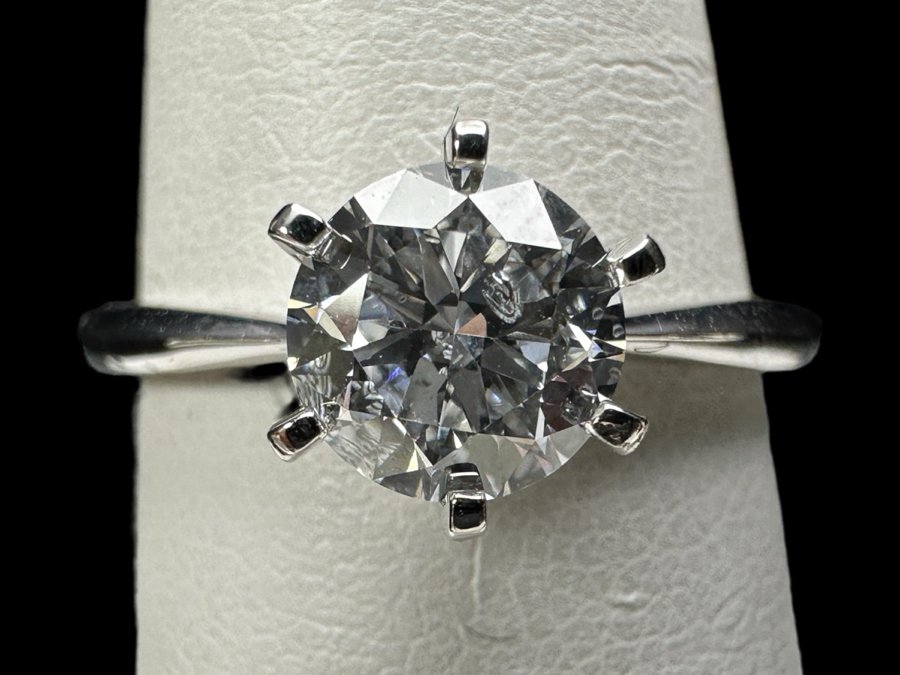 14k Gold Diamond Ring 6.5mm Round Brilliant Lab Grown Diamond Est. 1ct Size 7.25 2.3g Retails $600 [Photo 1]