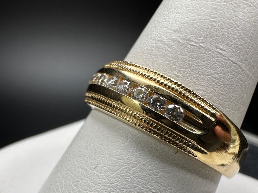 14k Gold Men's Diamond Ring With (8) 1.5mm Round Brilliant Diamonds Est. .15cttw Size 10.25 7g Retails $1,600 [Photo 6]