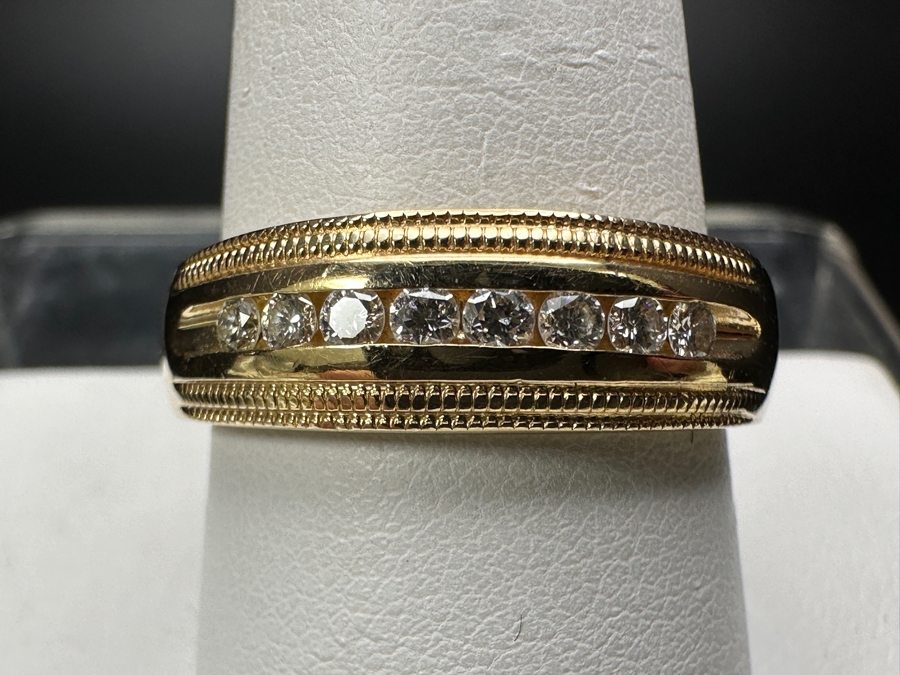 14k Gold Men's Diamond Ring With (8) 1.5mm Round Brilliant Diamonds Est. .15cttw Size 10.25 7g Retails $1,600 [Photo 3]