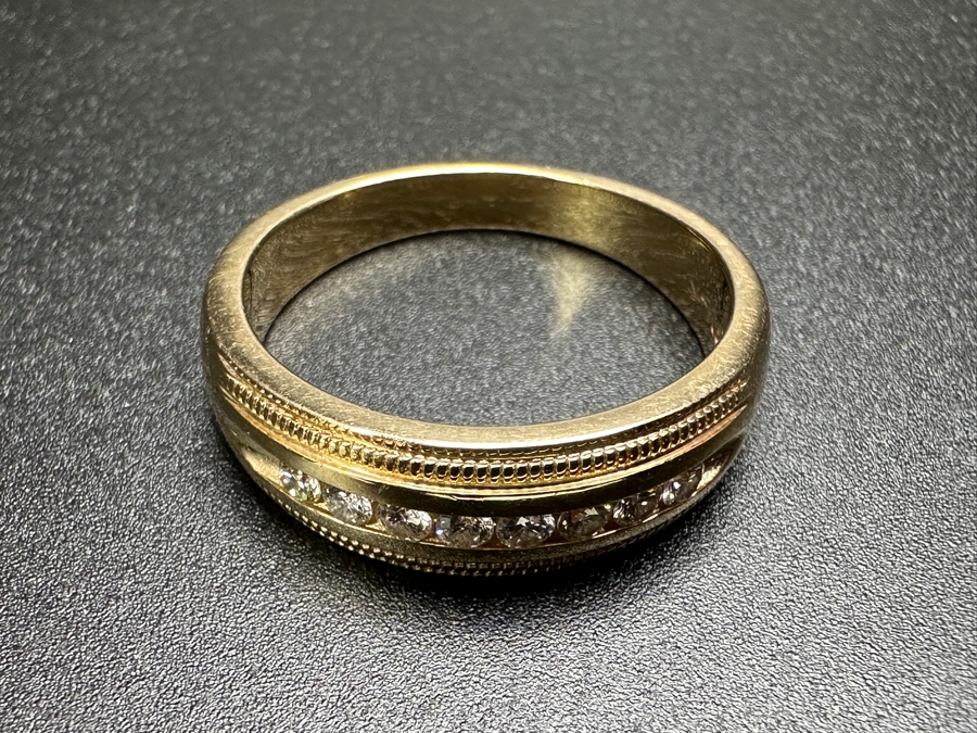 14k Gold Men's Diamond Ring With (8) 1.5mm Round Brilliant Diamonds Est. .15cttw Size 10.25 7g Retails $1,600 [Photo 8]