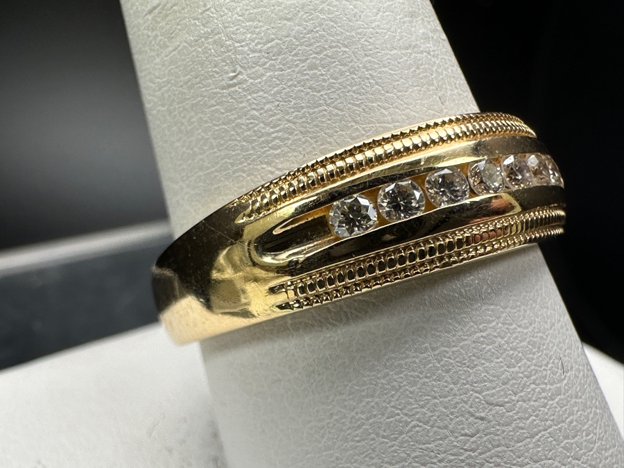 14k Gold Men's Diamond Ring With (8) 1.5mm Round Brilliant Diamonds Est. .15cttw Size 10.25 7g Retails $1,600 [Photo 5]