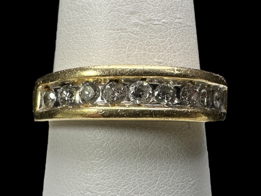 14k Gold Diamond Ring With (9) 2mm Round Brilliant Diamonds Est. .25cttw H-I SI2-I1 Size 10.25 5.2g Retails $1,200 [Photo 1]