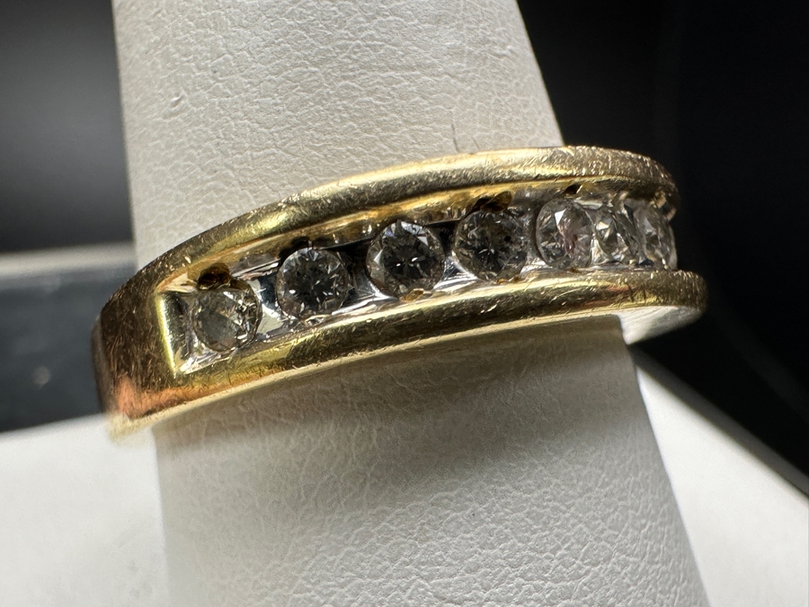 14k Gold Diamond Ring With (9) 2mm Round Brilliant Diamonds Est. .25cttw H-I SI2-I1 Size 10.25 5.2g Retails $1,200 [Photo 4]