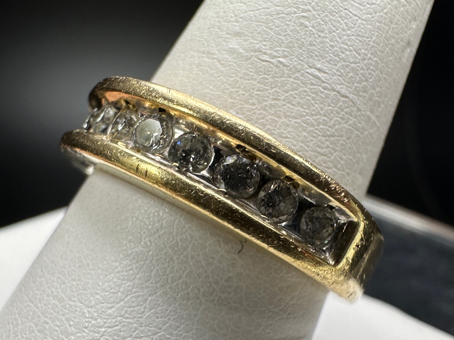 14k Gold Diamond Ring With (9) 2mm Round Brilliant Diamonds Est. .25cttw H-I SI2-I1 Size 10.25 5.2g Retails $1,200 [Photo 6]