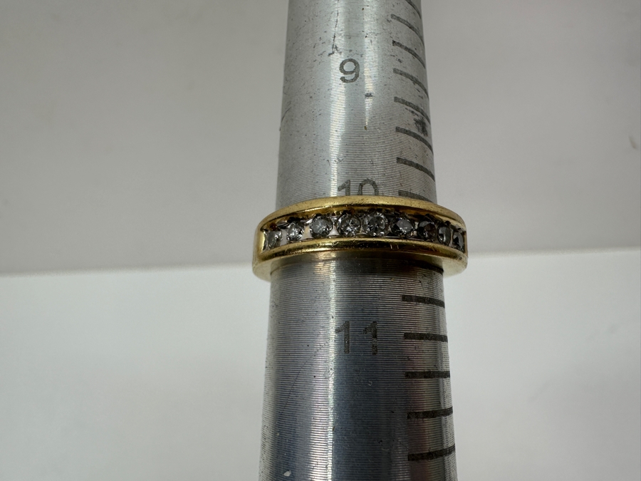 14k Gold Diamond Ring With (9) 2mm Round Brilliant Diamonds Est. .25cttw H-I SI2-I1 Size 10.25 5.2g Retails $1,200 [Photo 13]