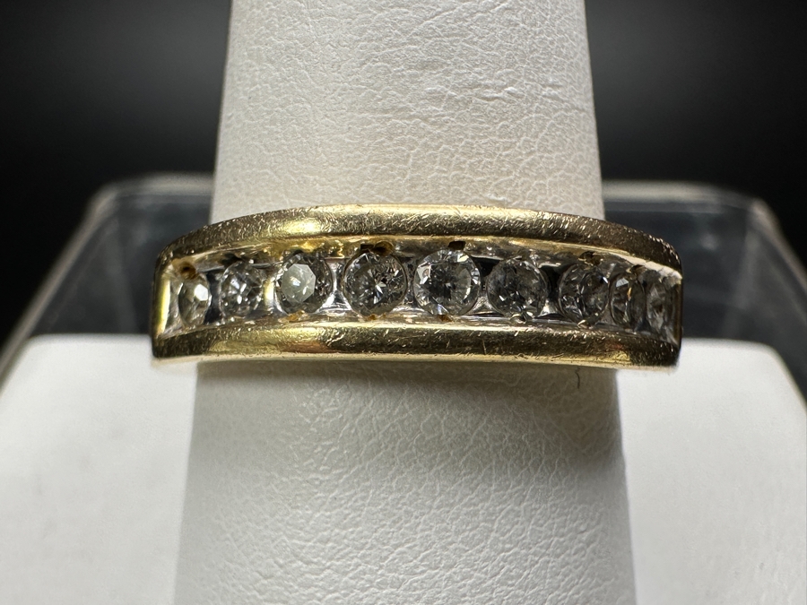 14k Gold Diamond Ring With (9) 2mm Round Brilliant Diamonds Est. .25cttw H-I SI2-I1 Size 10.25 5.2g Retails $1,200 [Photo 3]