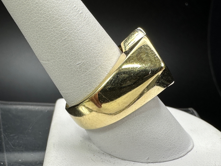 14k Gold Men's Diamond Ring With (1) 3.2mm Round Brilliant Diamond .12ct & (5) 1.5mm Round Brilliant Diamonds .075cttw Size 9.75 19.2g Retails $4,200 [Photo 8]