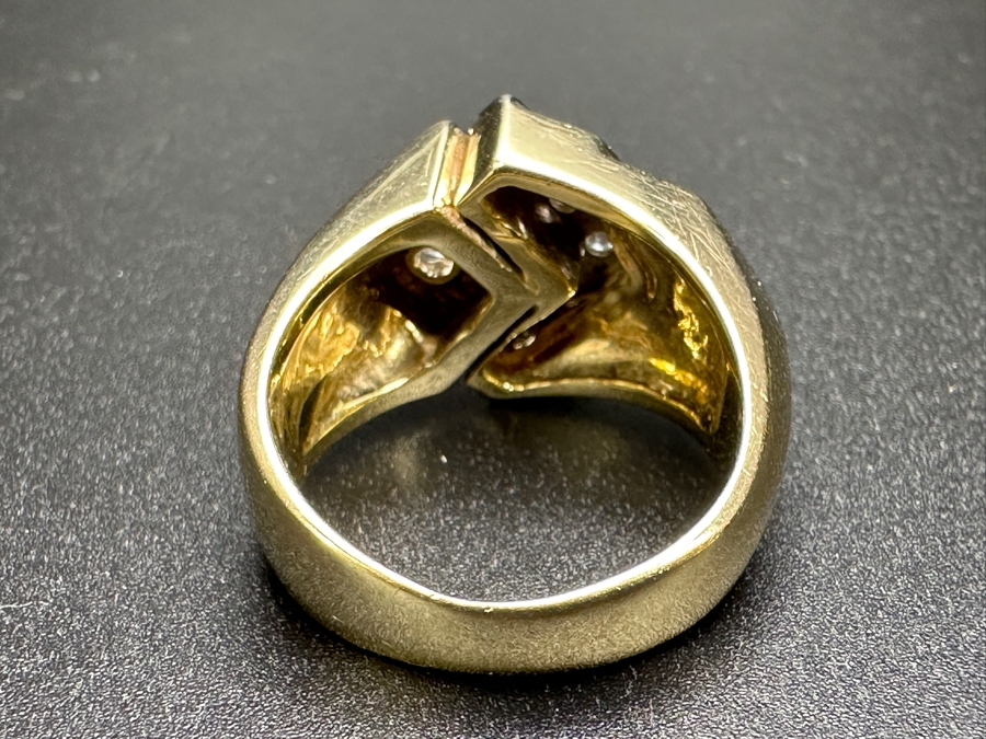 14k Gold Men's Diamond Ring With (1) 3.2mm Round Brilliant Diamond .12ct & (5) 1.5mm Round Brilliant Diamonds .075cttw Size 9.75 19.2g Retails $4,200 [Photo 14]