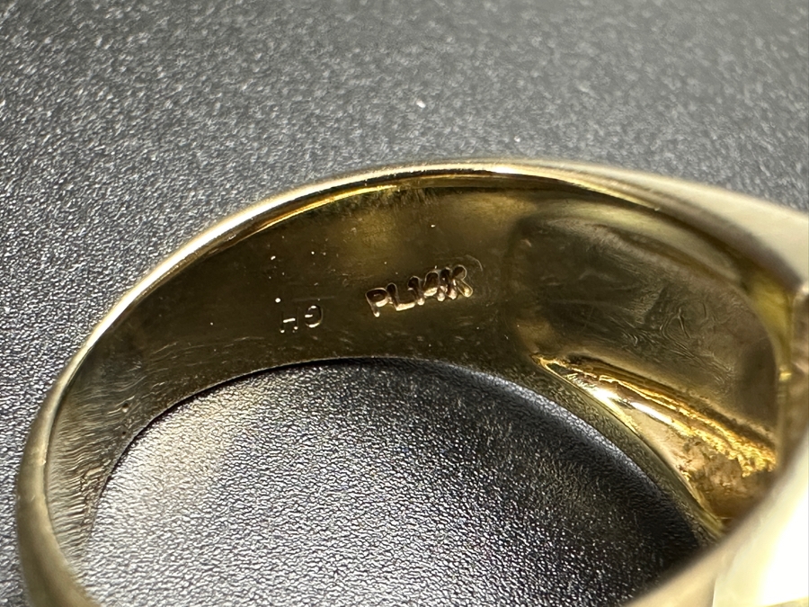 14k Gold Men's Diamond Ring With (1) 3.2mm Round Brilliant Diamond .12ct & (5) 1.5mm Round Brilliant Diamonds .075cttw Size 9.75 19.2g Retails $4,200 [Photo 12]