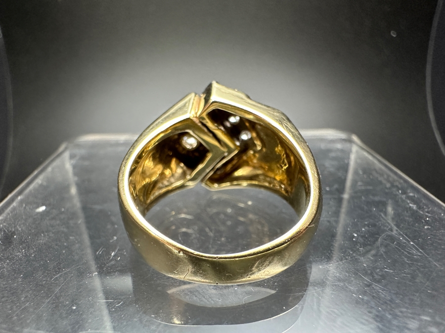 14k Gold Men's Diamond Ring With (1) 3.2mm Round Brilliant Diamond .12ct & (5) 1.5mm Round Brilliant Diamonds .075cttw Size 9.75 19.2g Retails $4,200 [Photo 15]