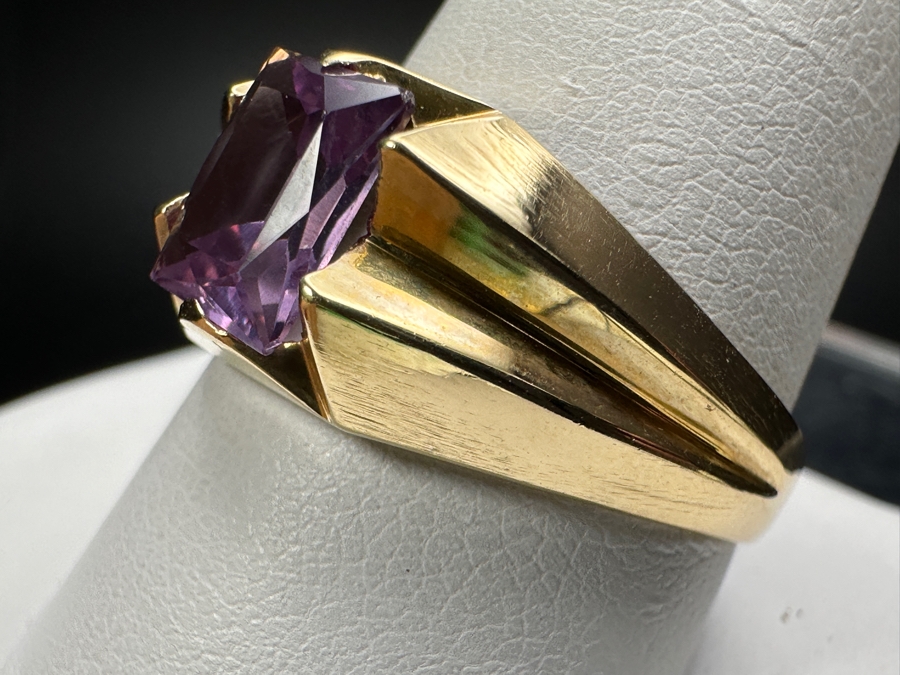 14k Gold Synthetic Color Change Sapphire 8x6mm Size 11 5g Retails $1,000 [Photo 5]