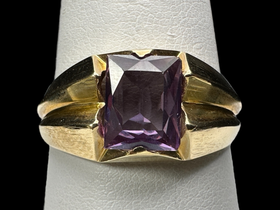 14k Gold Synthetic Color Change Sapphire 8x6mm Size 11 5g Retails $1,000 [Photo 1]