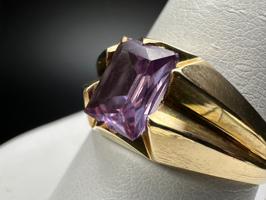 14k Gold Synthetic Color Change Sapphire 8x6mm Size 11 5g Retails $1,000 [Photo 4]