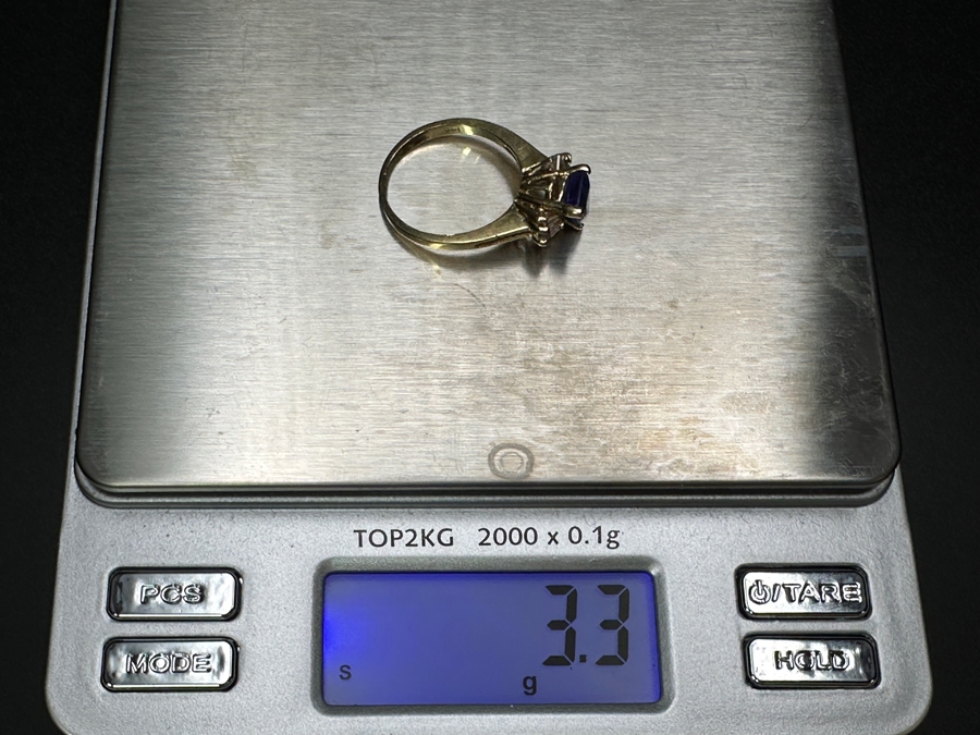 14k Gold Ring With 8x6mm Trillion Shield Cut Tanzanite Est. 1ct & (10) 2-2.5mm x 1mm Baguette Diamonds Est. .15cttw Size 6.5 3.3g Retails $900 [Photo 14]