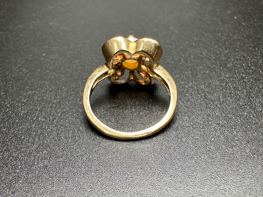 14k Gold Ring With 5mm Cultured Pearl & (4) 3mm Mozambique Garnets Size 5 3.7g Retails $800 [Photo 8]