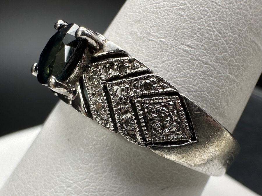 14k Gold Sapphire Diamond Ring With .97ct Sapphire Set With (14) .01ct Single Cut Diamonds Size 9.5 4.2g Retails $1,000 [Photo 9]