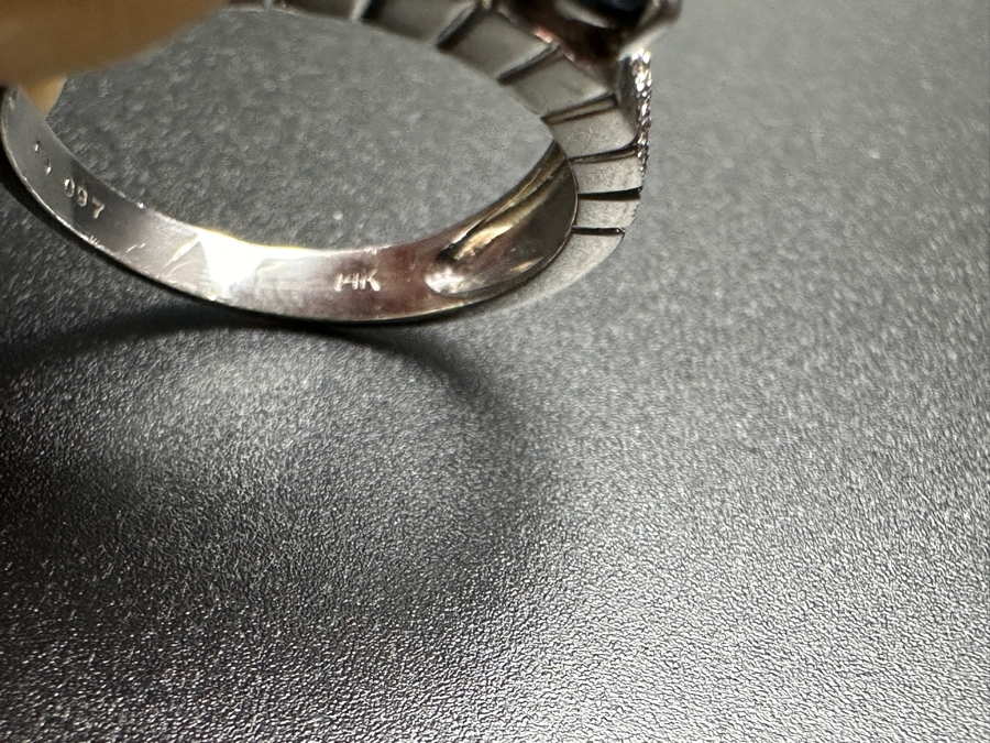 14k Gold Sapphire Diamond Ring With .97ct Sapphire Set With (14) .01ct Single Cut Diamonds Size 9.5 4.2g Retails $1,000 [Photo 12]