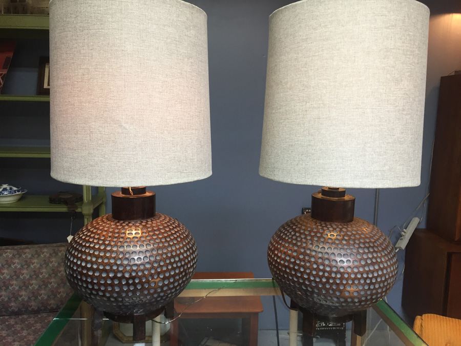 Pair of Contemporary Round Lamps