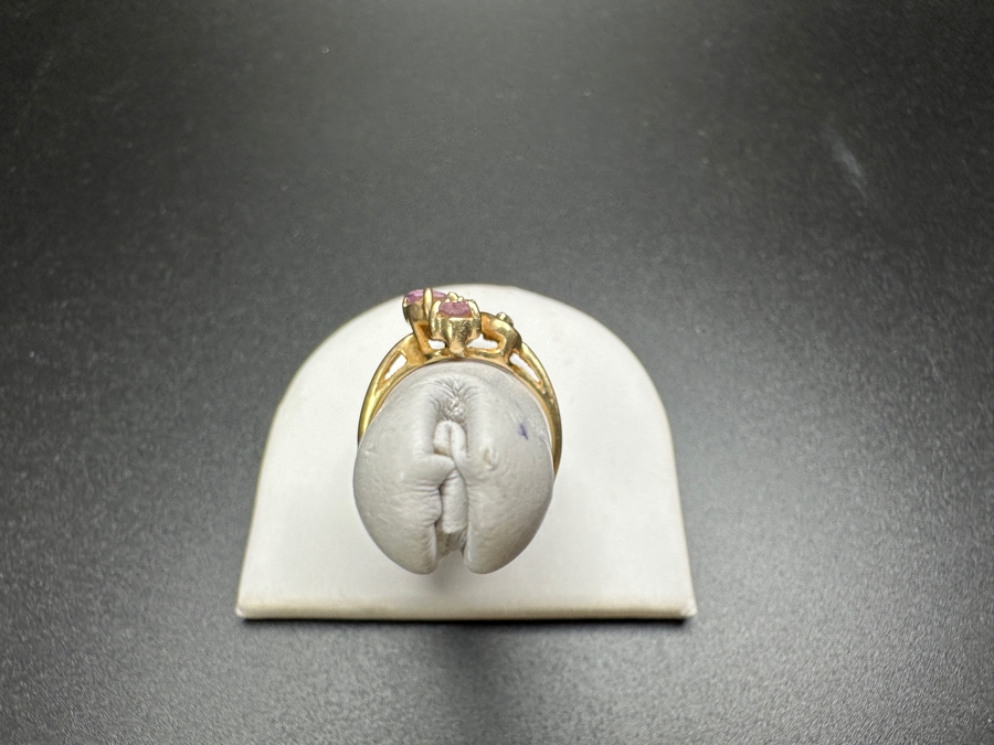 14k Gold Ring With (2) 5x2.5mm Pear Shape Amethyst & (3) .005ct Single Cut Diamonds Size 6.25 2.6g Retails $600 [Photo 6]