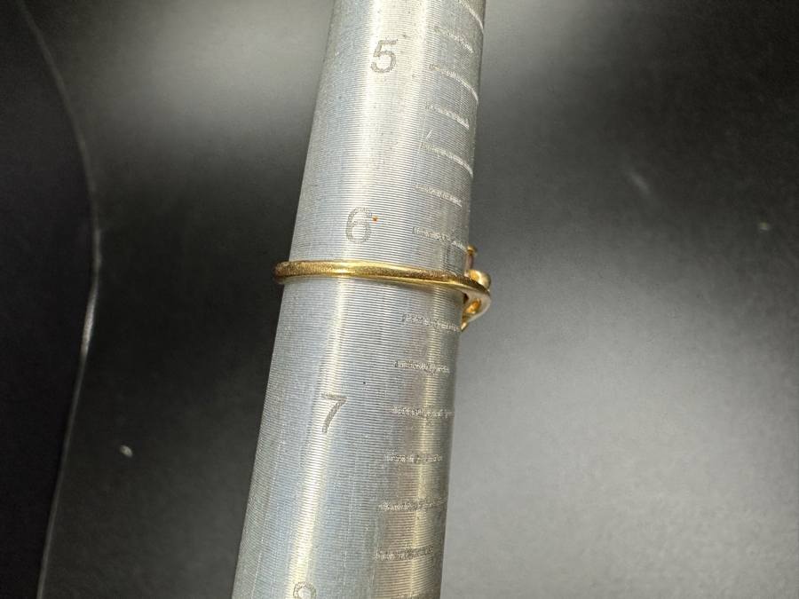 14k Gold Ring With (2) 5x2.5mm Pear Shape Amethyst & (3) .005ct Single Cut Diamonds Size 6.25 2.6g Retails $600 [Photo 10]