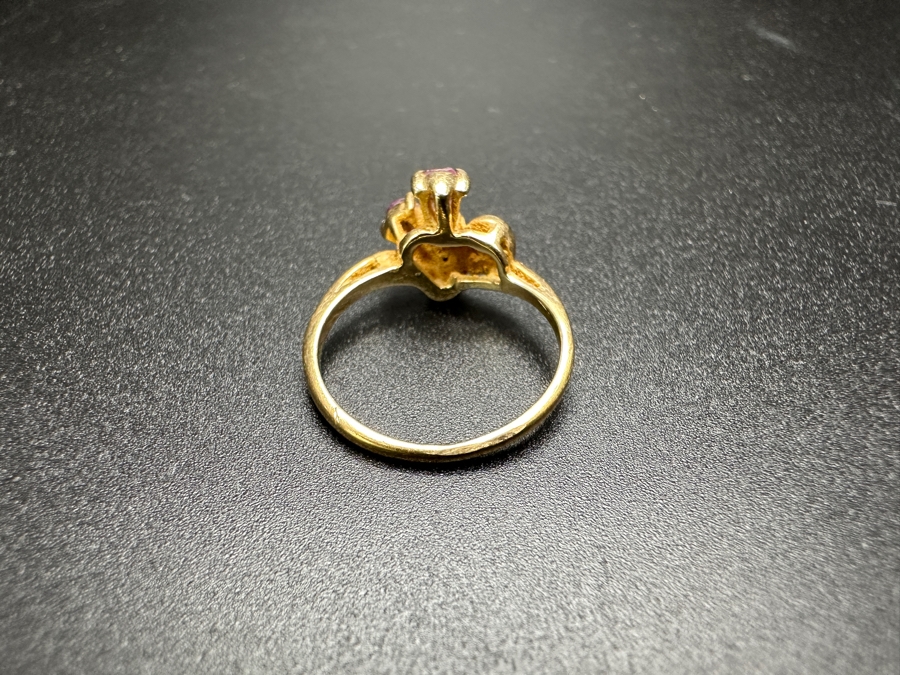 14k Gold Ring With (2) 5x2.5mm Pear Shape Amethyst & (3) .005ct Single Cut Diamonds Size 6.25 2.6g Retails $600 [Photo 7]