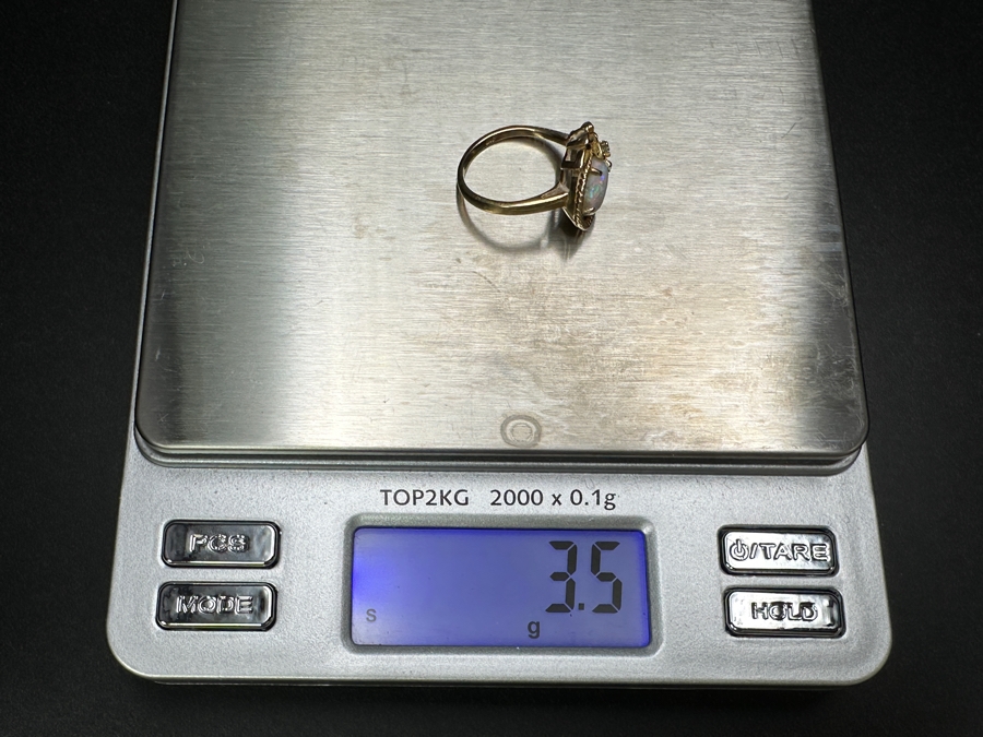 14k Gold Opal Ring With 8x6mm Cabochon White Opal Size 4.75 3.5g Retails $800 [Photo 10]