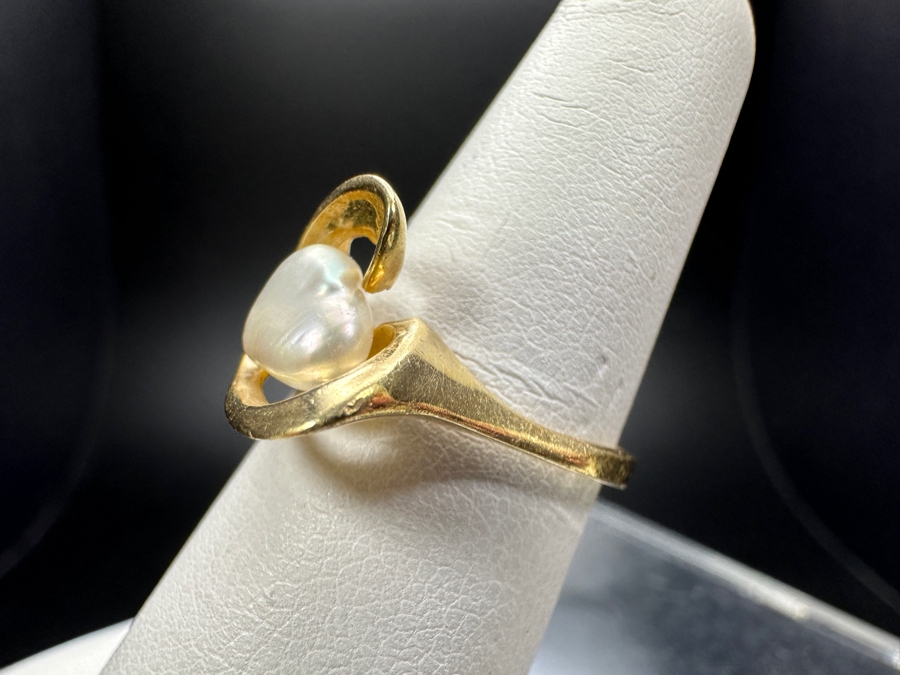 14k Gold Freeform Freshwater Pearl Ring Size 6.5 3.1g Retails $600 [Photo 6]