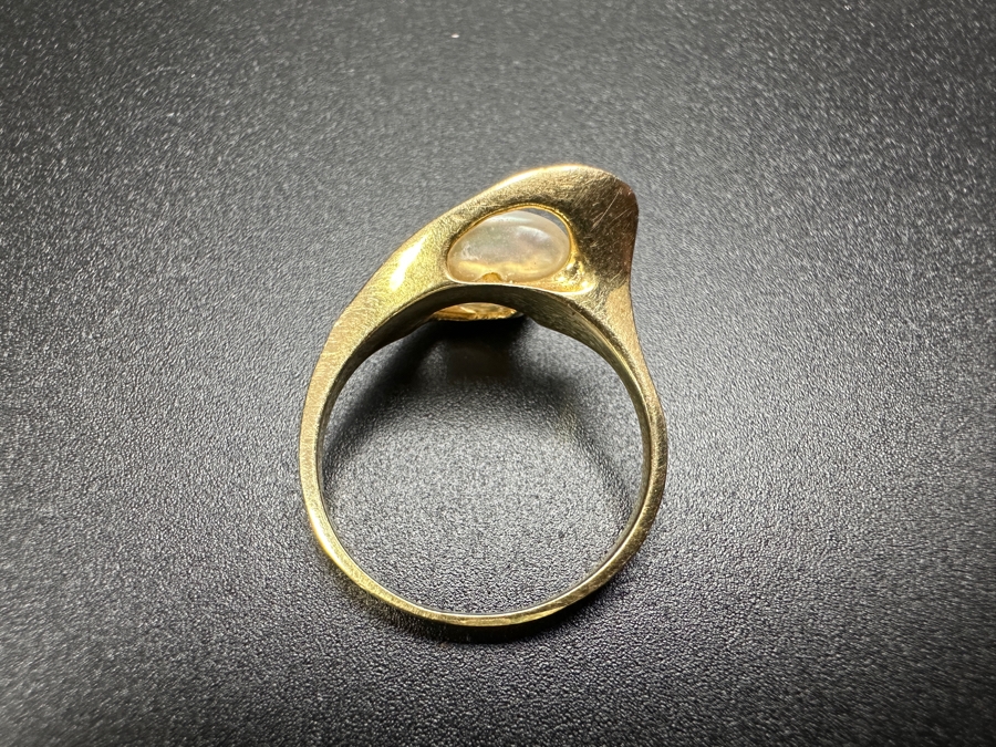 14k Gold Freeform Freshwater Pearl Ring Size 6.5 3.1g Retails $600 [Photo 12]