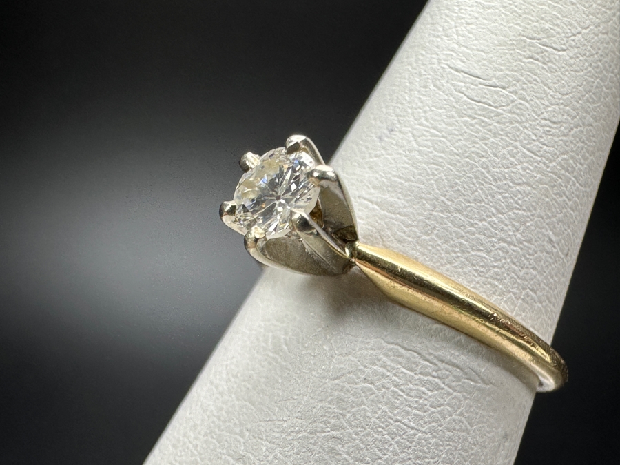 14k Gold Diamond Ring With 3.8mm Old Brilliant Cut Diamond Est. .10cttw Size 5 1.6g Retails $400 [Photo 7]