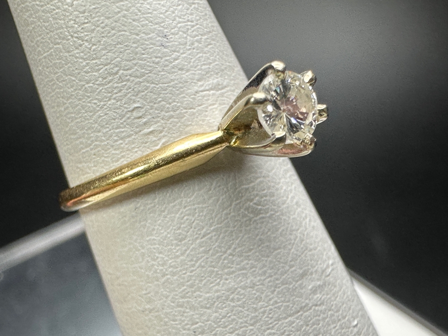 14k Gold Diamond Ring With 3.8mm Old Brilliant Cut Diamond Est. .10cttw Size 5 1.6g Retails $400 [Photo 4]