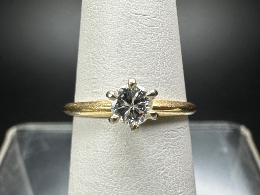 14k Gold Diamond Ring With 3.8mm Old Brilliant Cut Diamond Est. .10cttw Size 5 1.6g Retails $400 [Photo 2]