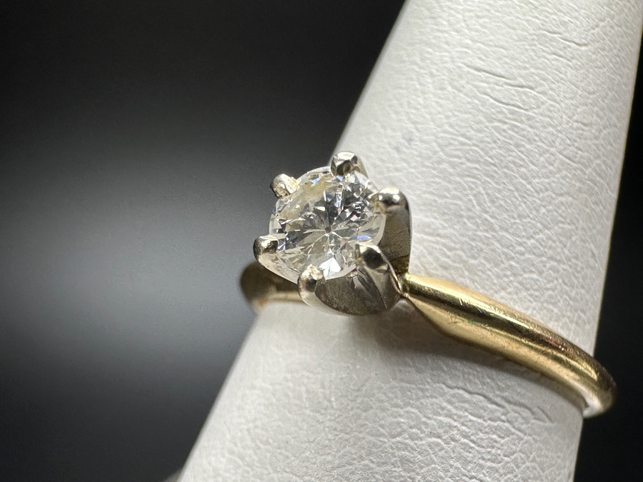 14k Gold Diamond Ring With 3.8mm Old Brilliant Cut Diamond Est. .10cttw Size 5 1.6g Retails $400 [Photo 6]