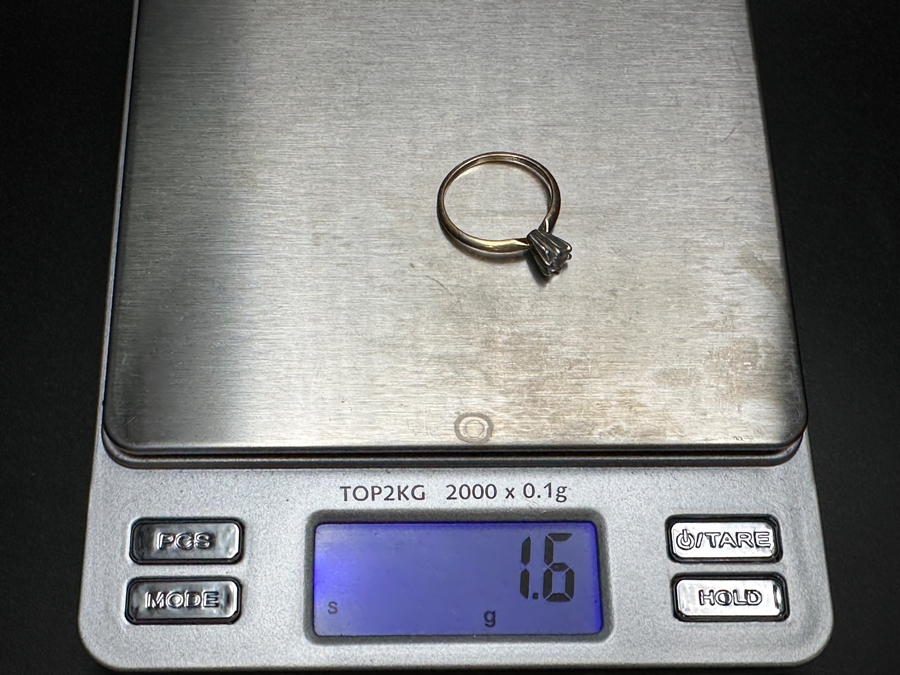 14k Gold Diamond Ring With 3.8mm Old Brilliant Cut Diamond Est. .10cttw Size 5 1.6g Retails $400 [Photo 12]