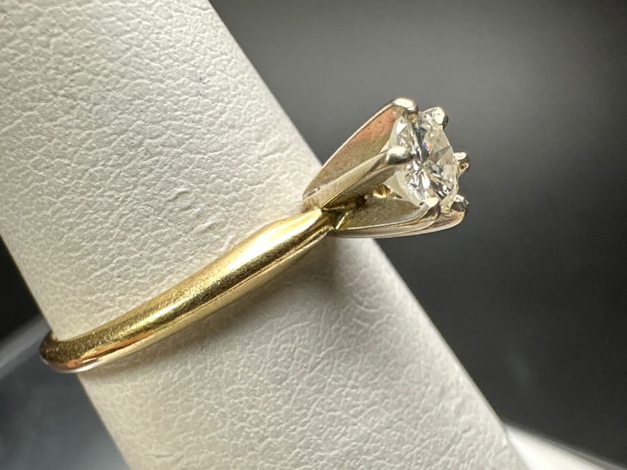 14k Gold Diamond Ring With 3.8mm Old Brilliant Cut Diamond Est. .10cttw Size 5 1.6g Retails $400 [Photo 5]
