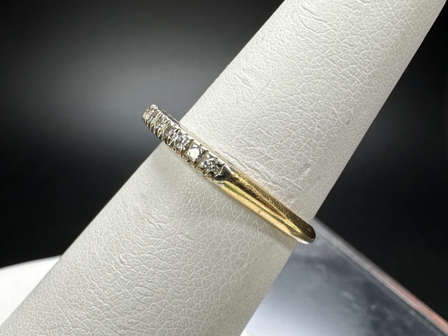 14k Gold Diamond Ring With (9) 1mm Single Cut Diamonds Est. .05cttw Size 6.25 1.8g Retails $500 [Photo 7]