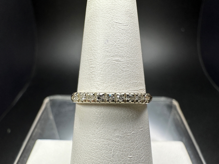 14k Gold Diamond Ring With (9) 1mm Single Cut Diamonds Est. .05cttw Size 6.25 1.8g Retails $500 [Photo 2]