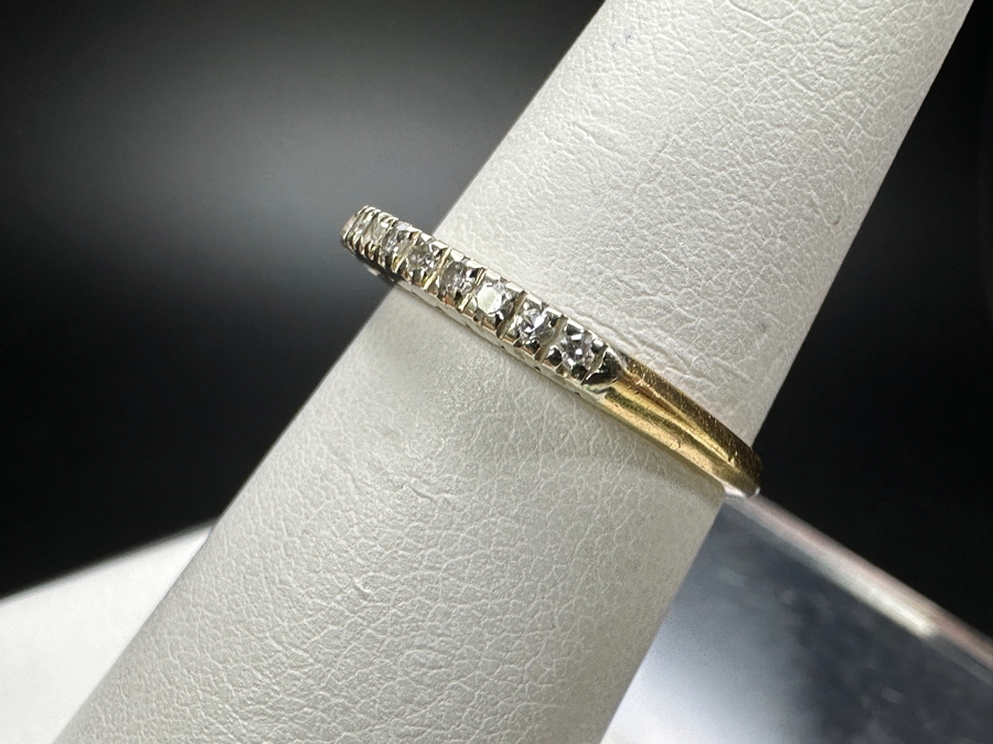 14k Gold Diamond Ring With (9) 1mm Single Cut Diamonds Est. .05cttw Size 6.25 1.8g Retails $500 [Photo 6]