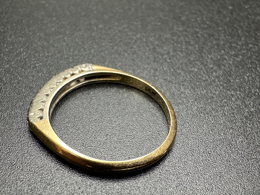 14k Gold Diamond Ring With (9) 1mm Single Cut Diamonds Est. .05cttw Size 6.25 1.8g Retails $500 [Photo 10]