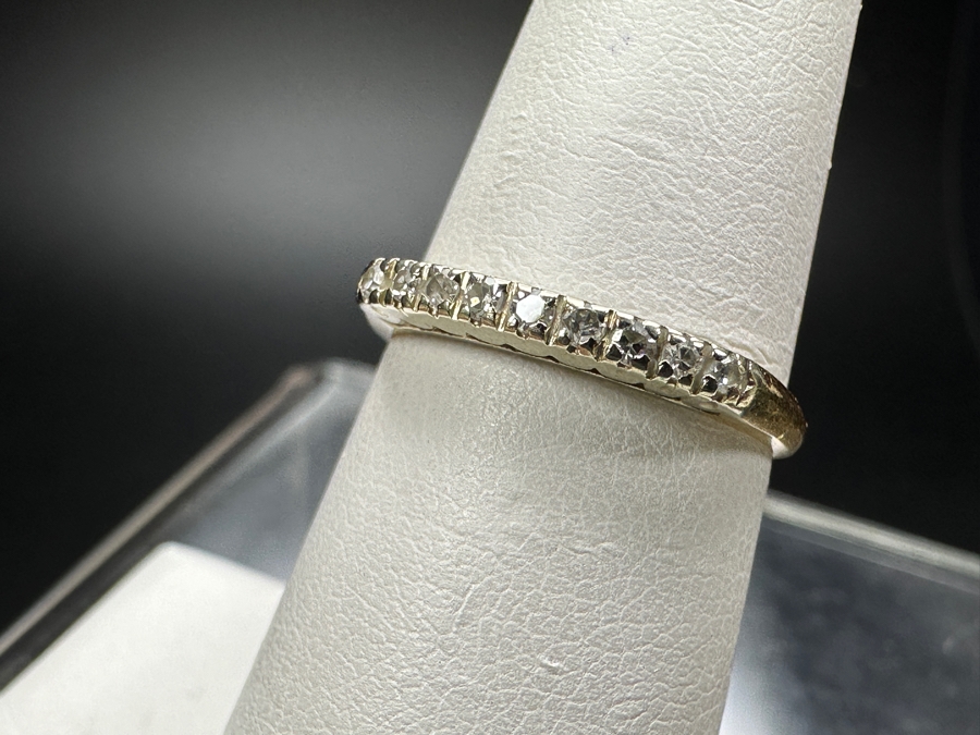 14k Gold Diamond Ring With (9) 1mm Single Cut Diamonds Est. .05cttw Size 6.25 1.8g Retails $500 [Photo 5]